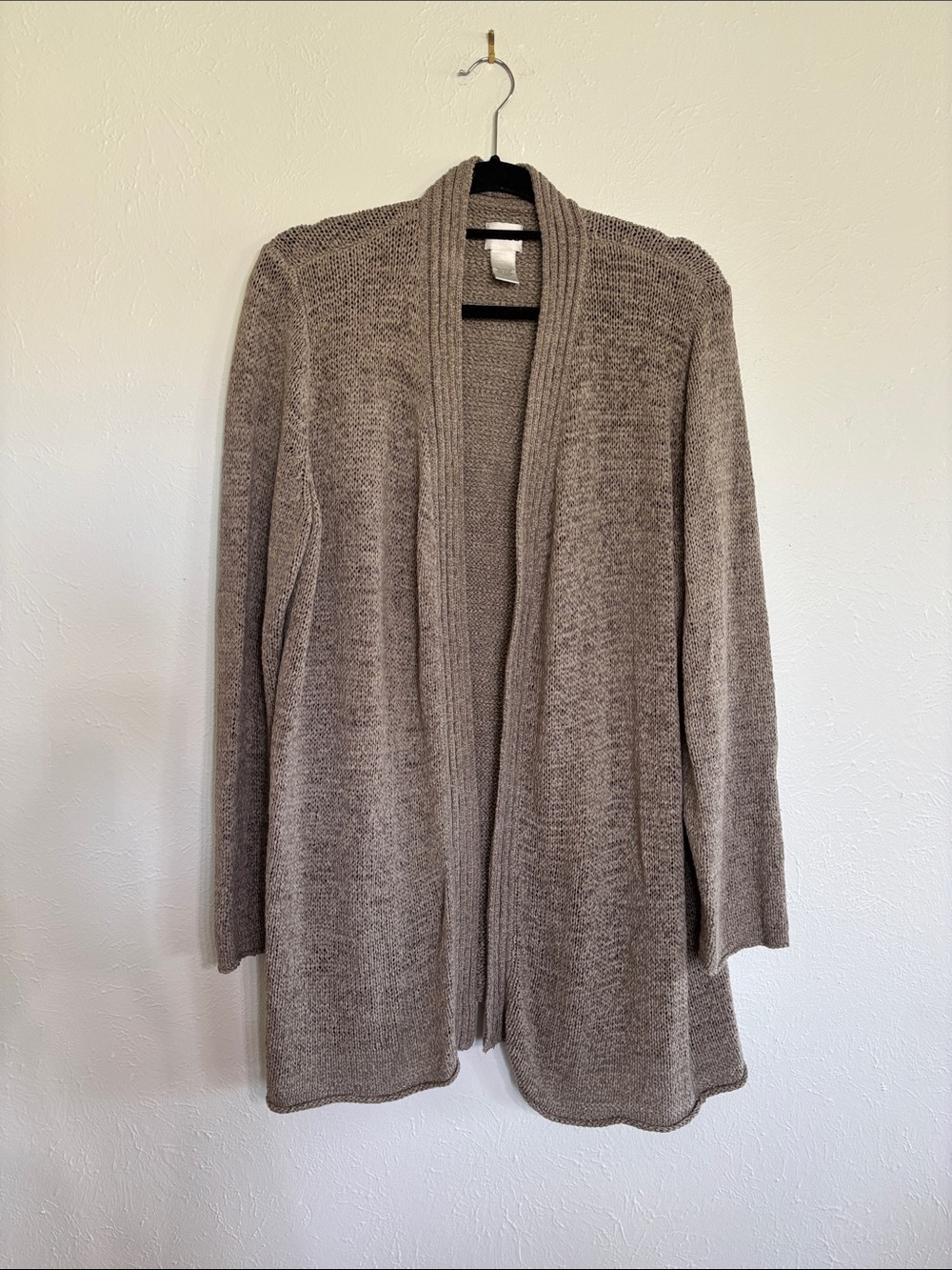 Chico's Taupe Open-Front Cardigan
